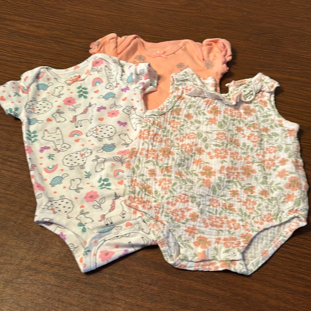 3 Girls 0-3 month Bodysuits Carter’s & Chick Pea Brands